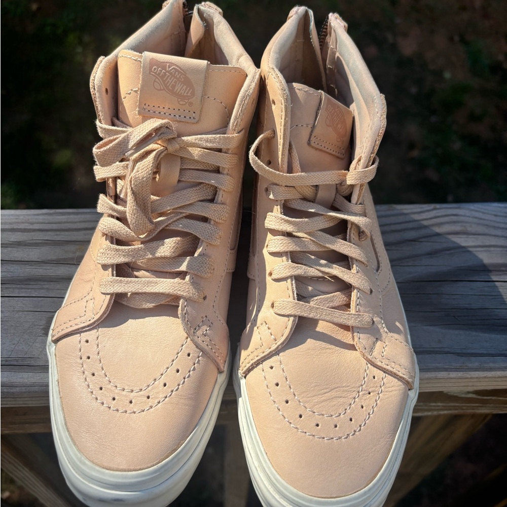 Women’s Vans high tops leather , blush color size 8.